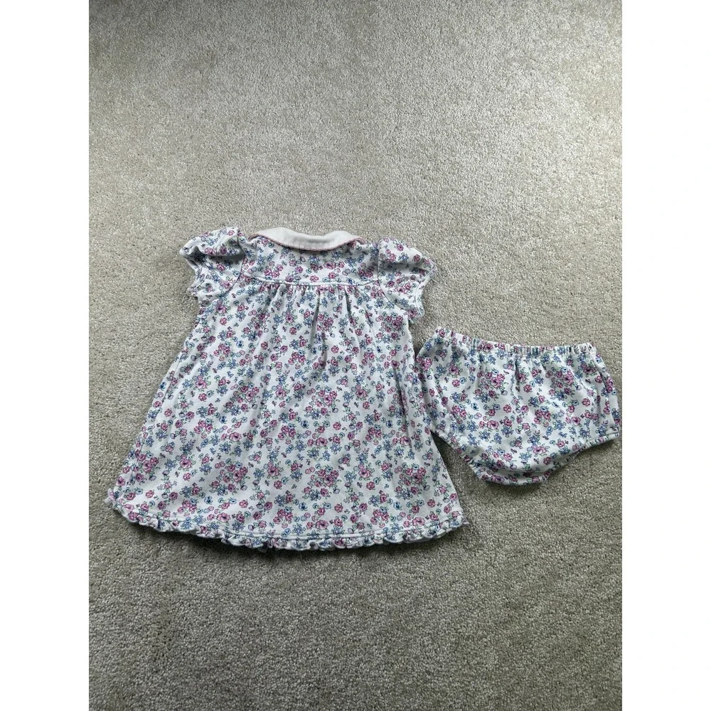 Little Me Baby Dress Bloomers Set 9 Months Pink‎ Blue Floral Cotton Outfit